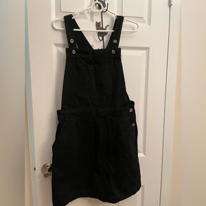 JOANIE black denim overall dress